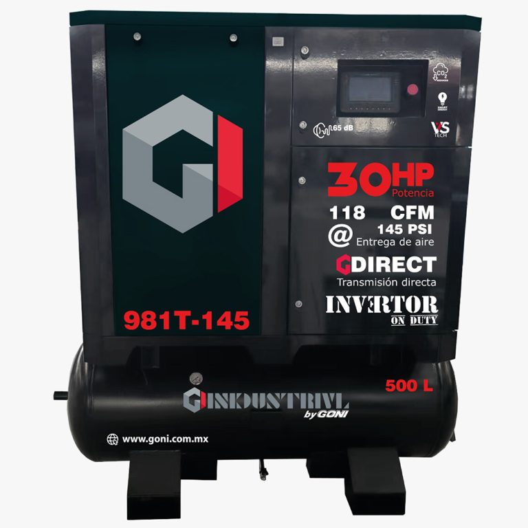 GON-981T-145  Compresor Tornillo 30hp C/Tanque 500L 145 PSI