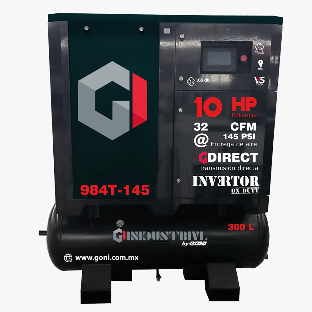 GON-984T-145 Compresor Tornillo 10hp C/Tanque 300L 145 PSI