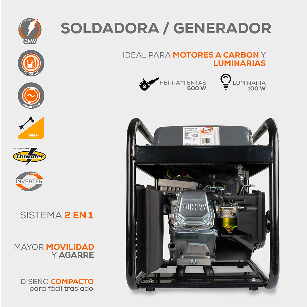 SOLDADORA/GENERADOR 180A/2KVA - Imagen 2