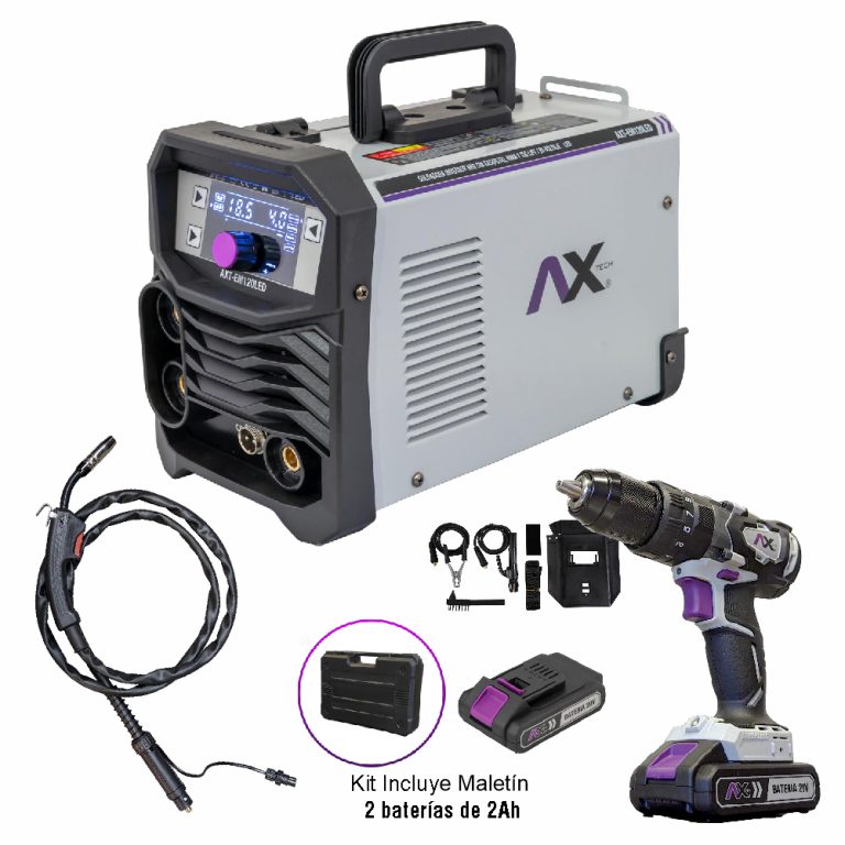 AXT-EM120LED-C2 COMBO Soldadora Inversor MIG sin gas, MMA y TIG LIFT biVoltaje