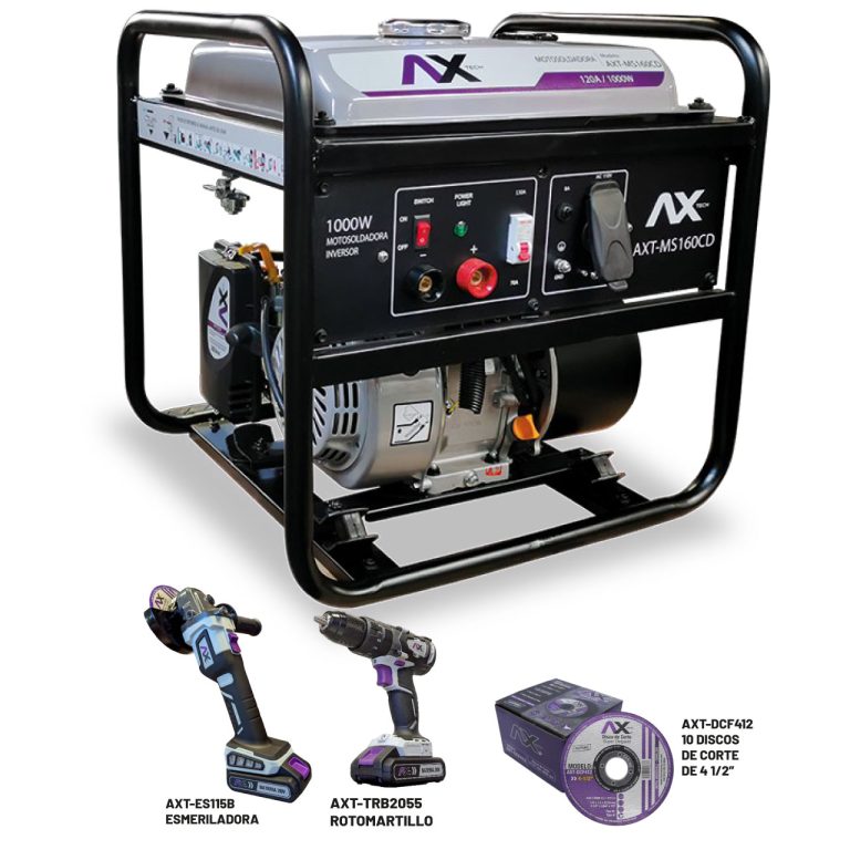 AXT-MS160CD-C1 MOTOSOLDADORA GASOLINA 70/130A, 110V/60Hz, 7HP, 1000W, CORRIENTE DIRECTA