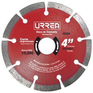 DDIS4 Disco de diamante uso industrial corte segmentado 4" Urrea