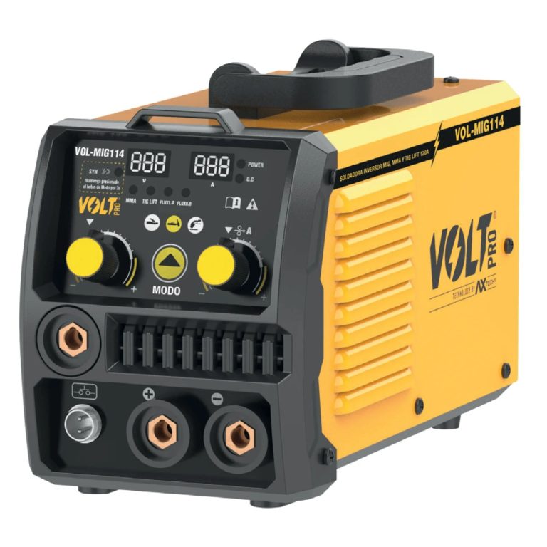 VOL-MIG114 SOLDADORA INVERTER FLUX MIG NO GAS, ELECTRODO Y TIG LIFT 40-120A 120V 2 DISPLAY