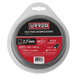 ND27L Nailon cuadro dual para desbrozadora doble blíster, 2.7 mm x 63 m Urrea