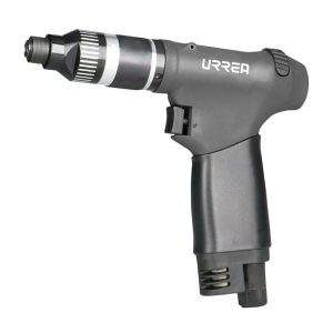 UPTC55A Destornillador neumático de torque controlado tipo pistola, con punta hexagonal de 1/4", rango de torque de 0.4 a 4.5 Nm, velocidad sin carga de 950 r/min, con función reversible, consumo de aire de 13.4 CFM Urrea