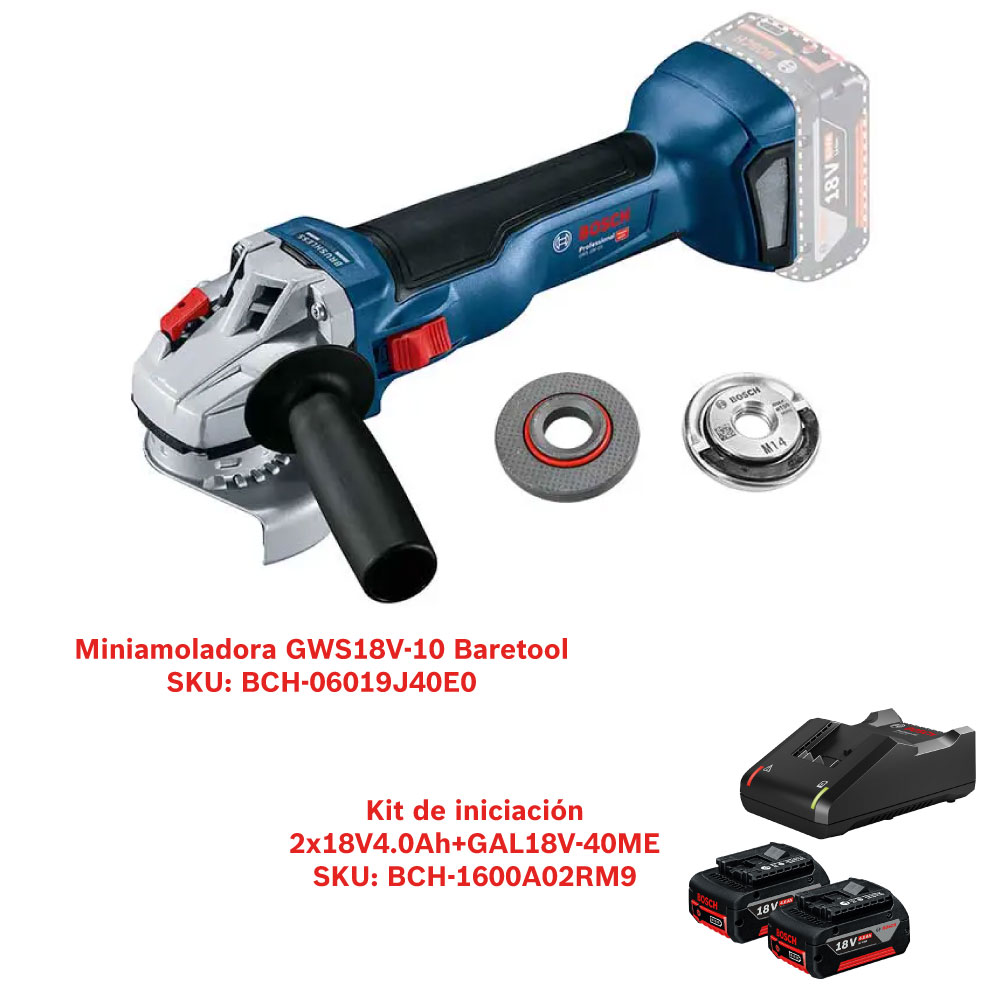 BCH-KIT-B1 06019J40E0 Mini esmeril inalámbrico de 5" Bosch GWS 18V-10, sin batería
