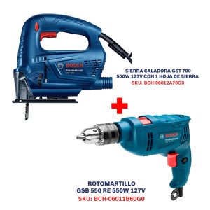 BCH-KIT00022 Sierra Caladora GST 700 500W 127V 06012A70G0 + Rotomartillo GSB 550 RE