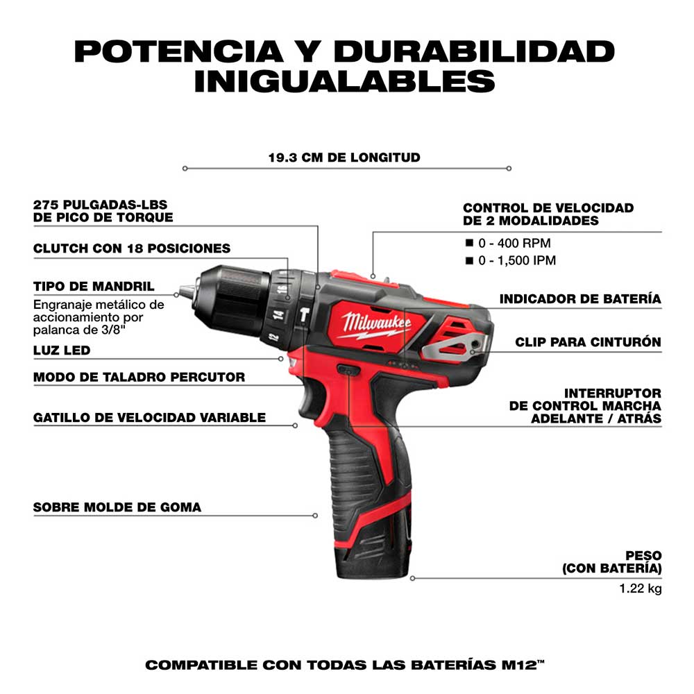 2497-22 M12™ Combo Kit Cordless LITHIUM-ION 2-Tool Combo Kit | Milwaukee Tool - Imagen 3