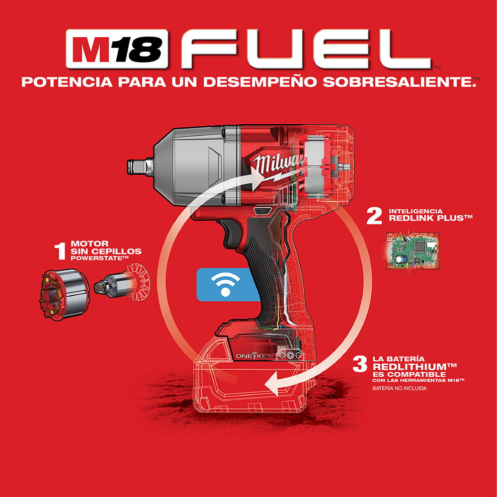 2863-20-B Llave de impacto de torque alto M18 FUEL™ de 1/2" con ONE-KEY™ y anillo de fricción (SIN ACCESORIOS) - Imagen 4