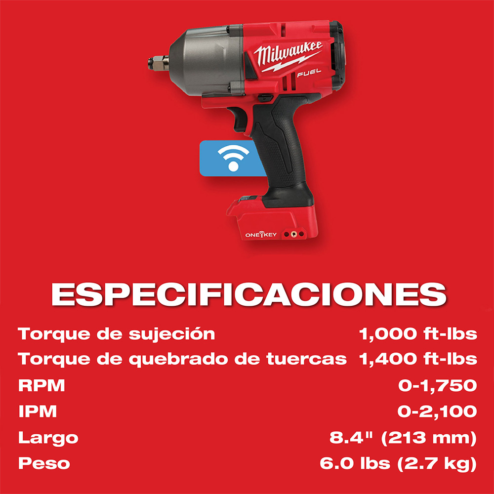 2863-20-B Llave de impacto de torque alto M18 FUEL™ de 1/2" con ONE-KEY™ y anillo de fricción (SIN ACCESORIOS) - Imagen 5