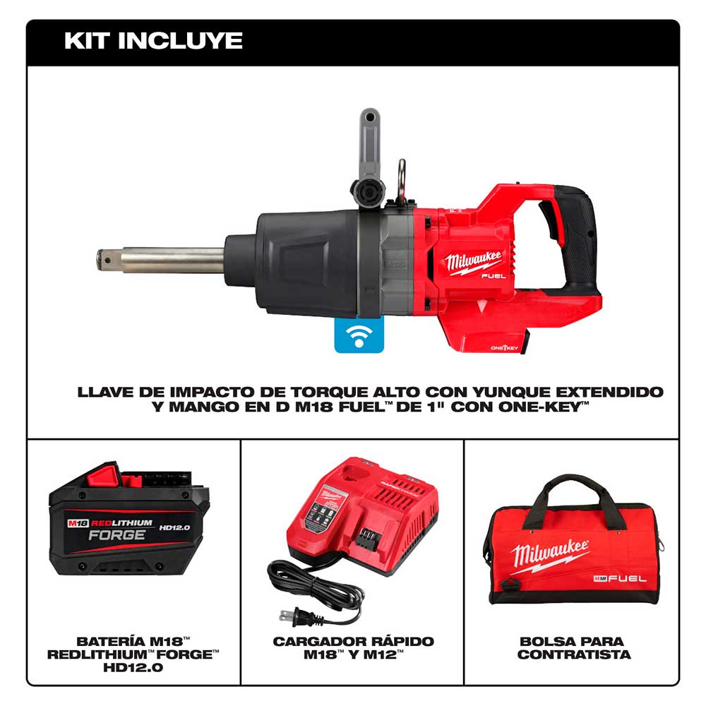 2869-22HD LLAVE DE IMPACTO DE ALTO TORQUE ANVIL, MANGO EN FORMA D, DE 1" M18 FUEL CON ONE KEY (KIT) - Imagen 3
