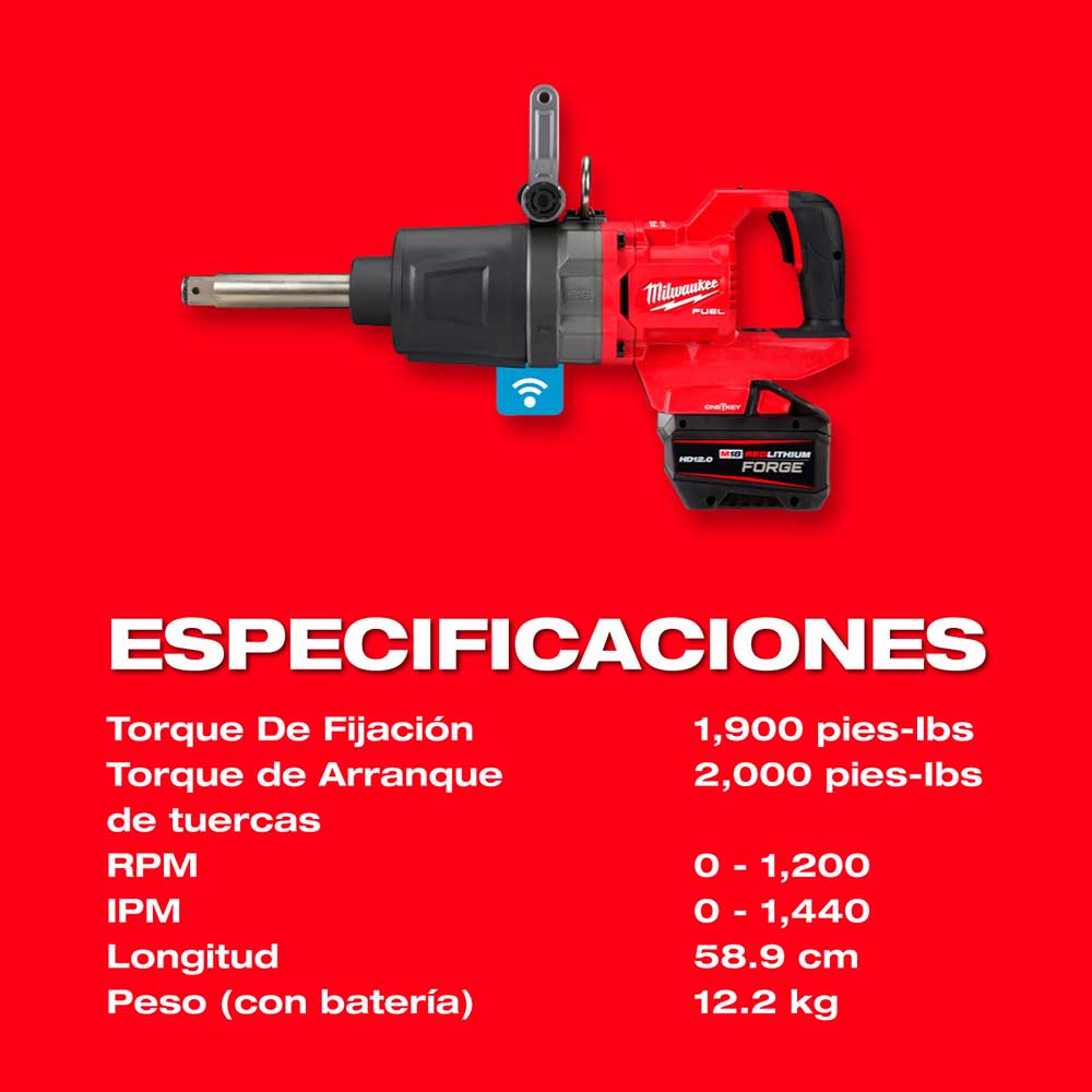 2869-22HD LLAVE DE IMPACTO DE ALTO TORQUE ANVIL, MANGO EN FORMA D, DE 1" M18 FUEL CON ONE KEY (KIT) - Imagen 7