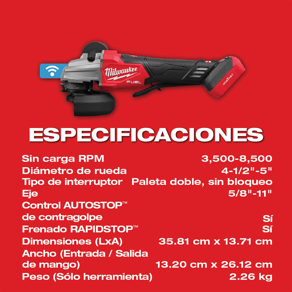 2986-20 Amoladora de frenado de doble gatillo M18 FUEL™ de 4-1/2" / 5"(sin Accesorios) - Imagen 9