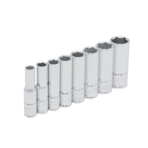 47102 Juego 8 dados largos en pulgadas cuadro 1/4" en riel Urrea