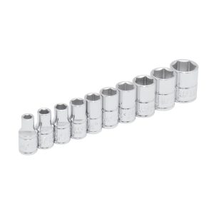 47106 Juego de 10 dados en pulgadas cuadro 1/4" en riel Urrea