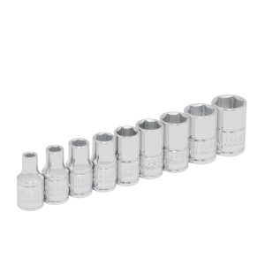 47207 Juego de 9 dados métricos cuadro 1/4" en riel Urrea