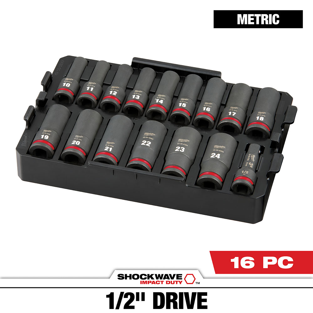 49-66-6818 Juego de 16 piezas de vasos de impacto SHOCKWAVE™ de 1/2" con bandeja en milímetros. - Imagen 2