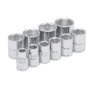 52122 Juego de 10 dados en pulgadas 3/8" 6 puntas en riel Urrea