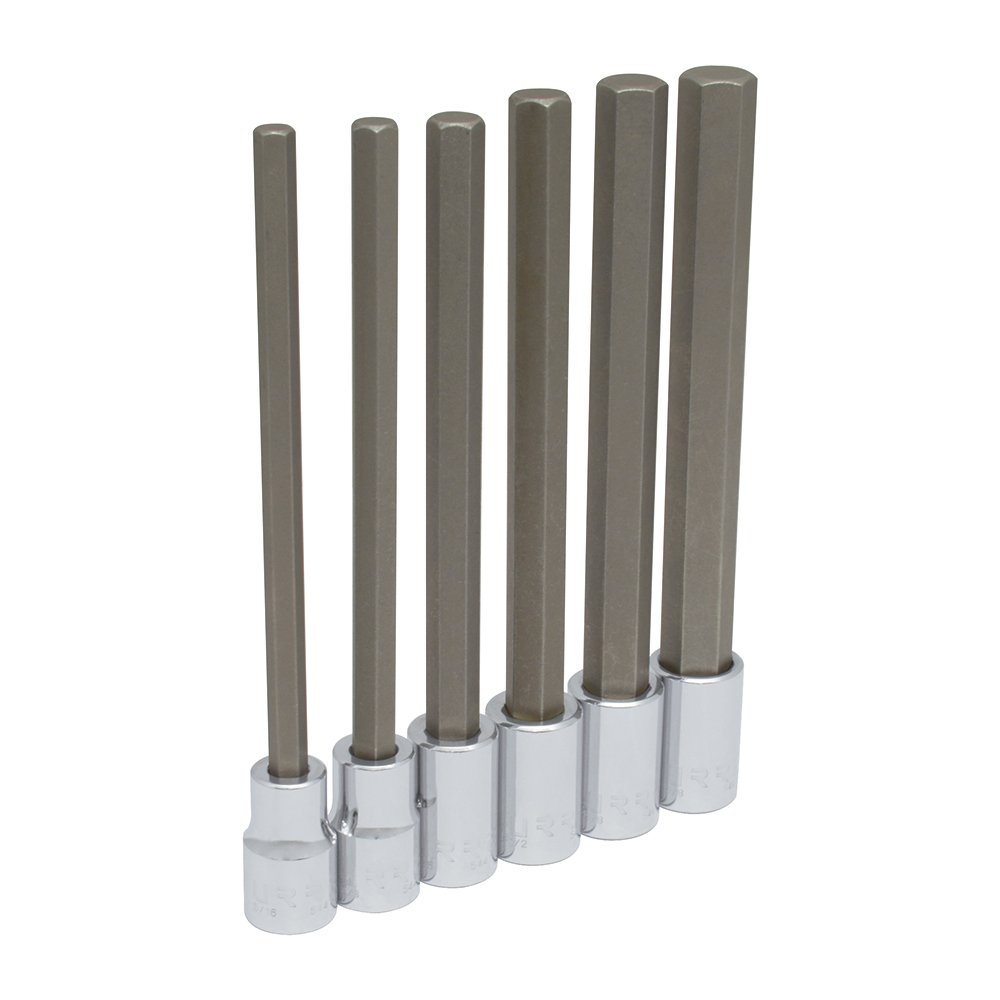 54416L Juego 6 dados punta hexagonal largas en pulgadas 1/2" Urrea