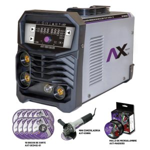 AXT-EM120LED-C1 COMBO Soldadora inversor MIG sin gas, MMA y TIG LIFT biVoltaje
