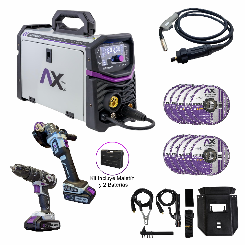 AXT-EM204BV-C3 COMBO SOLDADORA INVERSOR MICROALAMBRE, GAS/NO GAS, ELECTRODO Y TIG LIFT