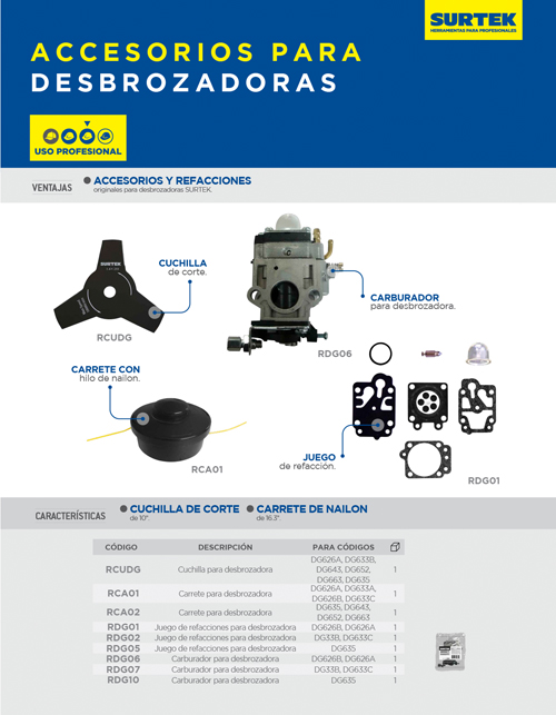 RDG06 Carburador para desbrozadora 26 CC Surtek - Imagen 2