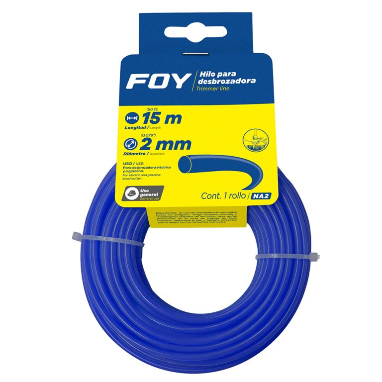 NA2 Nailon redondo para desbrozadora en tarjeta, 2 mm x 15 m Foy
