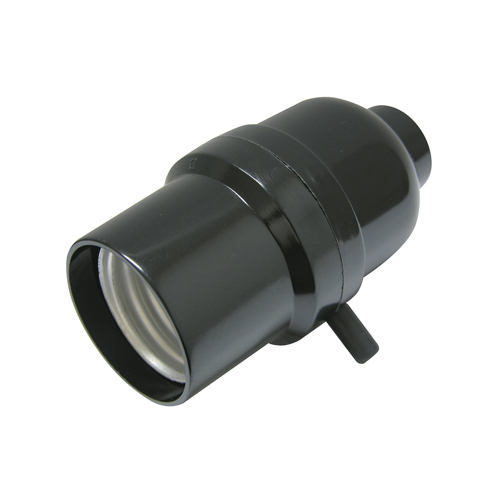 136655 Portalámpara con apagador de paso negro 250V Surtek