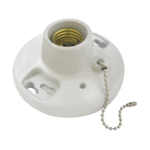 136666 Portalámpara porcelana para techo cadena 4.5" 127V Surtek