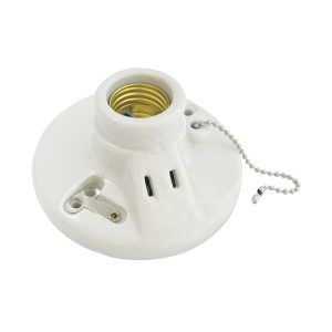 136667 Portalámpara porcelana techo, cadena y ladrón4.5"127V Surtek