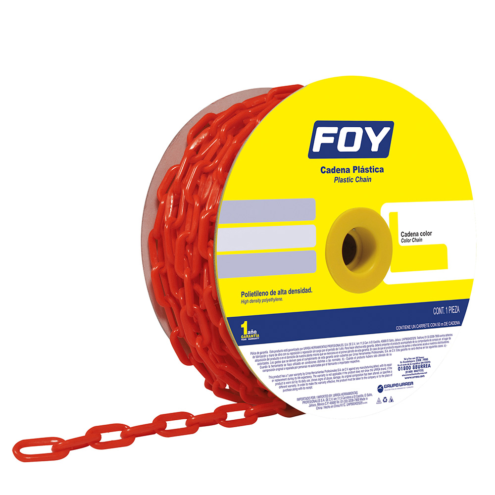 143419 Cadena plástica 6mm 1/4" 25m color rojo Foy