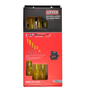 9601B Juego de destornilladores con mango ámbar combinados, 6 piezas Urrea