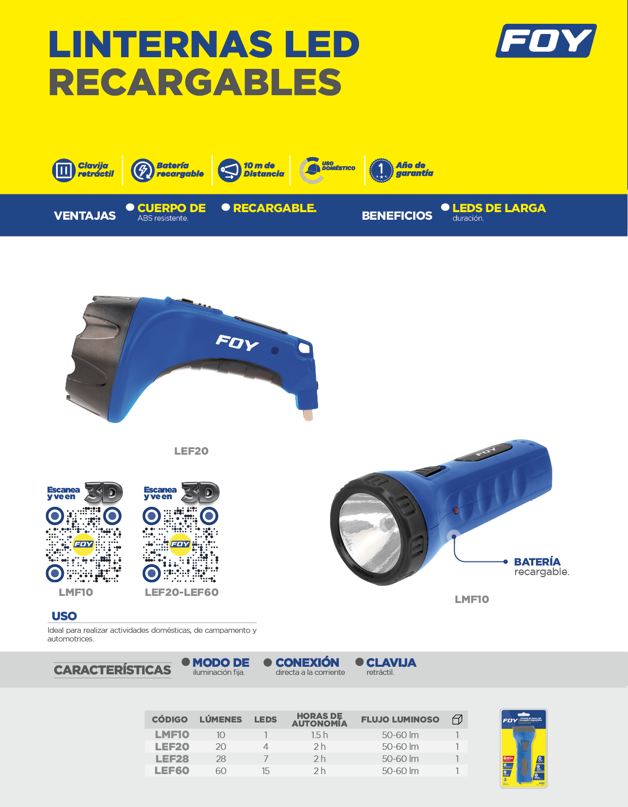 LEF60 Linterna de LED de mano ergonómica recargable de 60 lm - Imagen 2