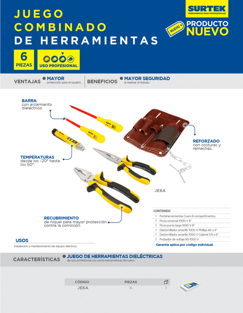 JE6A Juego para electricista 1000V 6pz Surtek - Imagen 2