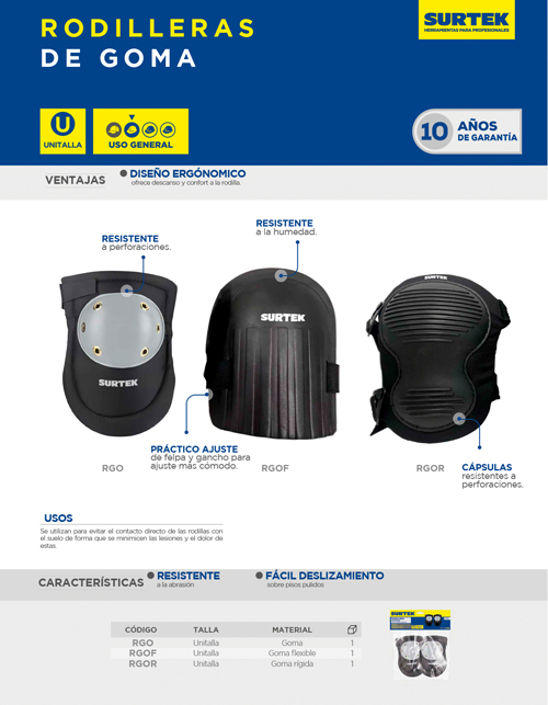RGOF Rodilleras de goma flexible Surtek - Imagen 2
