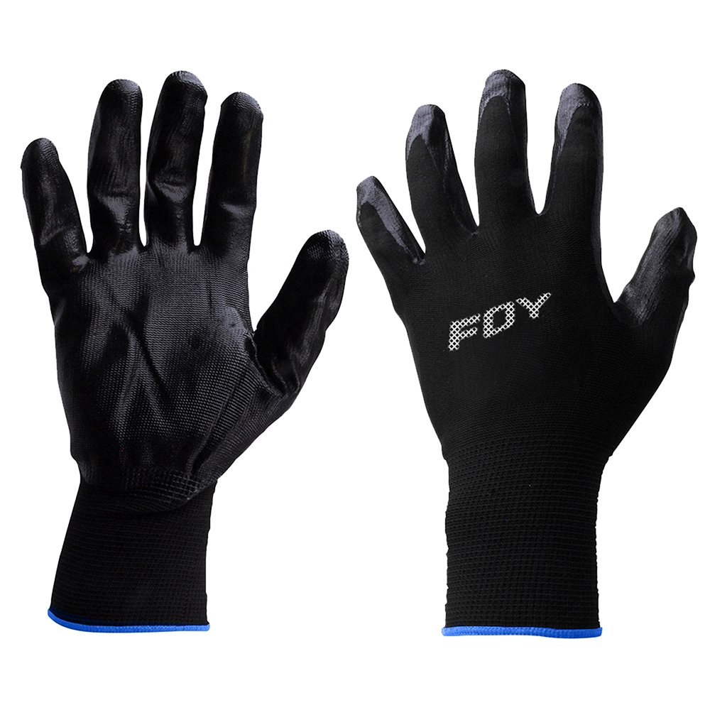 GNNMF Guantes de nailon con palma recubierta de nitrilo talla mediana con puño elástico Foy
