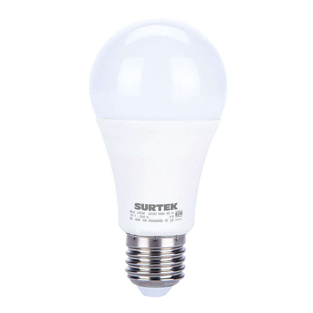 LBD9M Lámpara de LED tipo bulbo A19, 9 W luz de día con sensor de movimiento Surtek