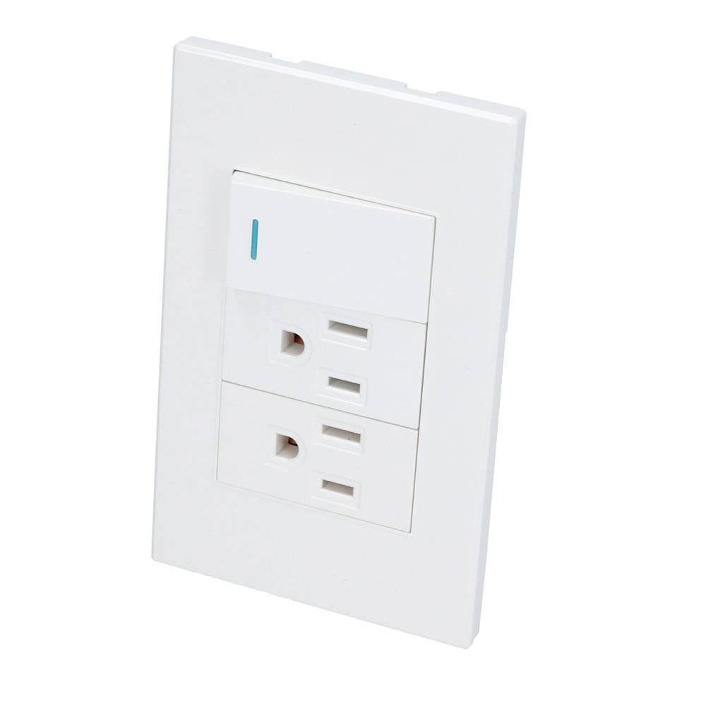 P625B Placa con 1 apagador y 2 contactos blanco 1/3 Surtek.