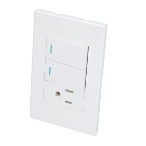 P626B Placa con 2 apagadores 1 contacto blanco 1/3 Surtek.