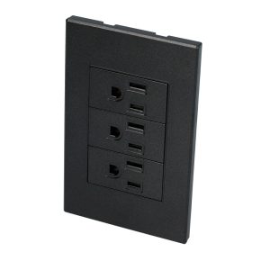P628N Placa con 3 contactos negro 1/3 Surtek.