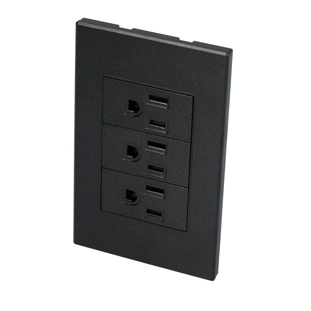 P628N Placa con 3 contactos negro 1/3 Surtek.