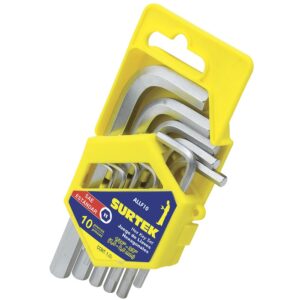 ALLF10 Juego de 10 llaves hexagonales "L" pulgadas en rack Surtek