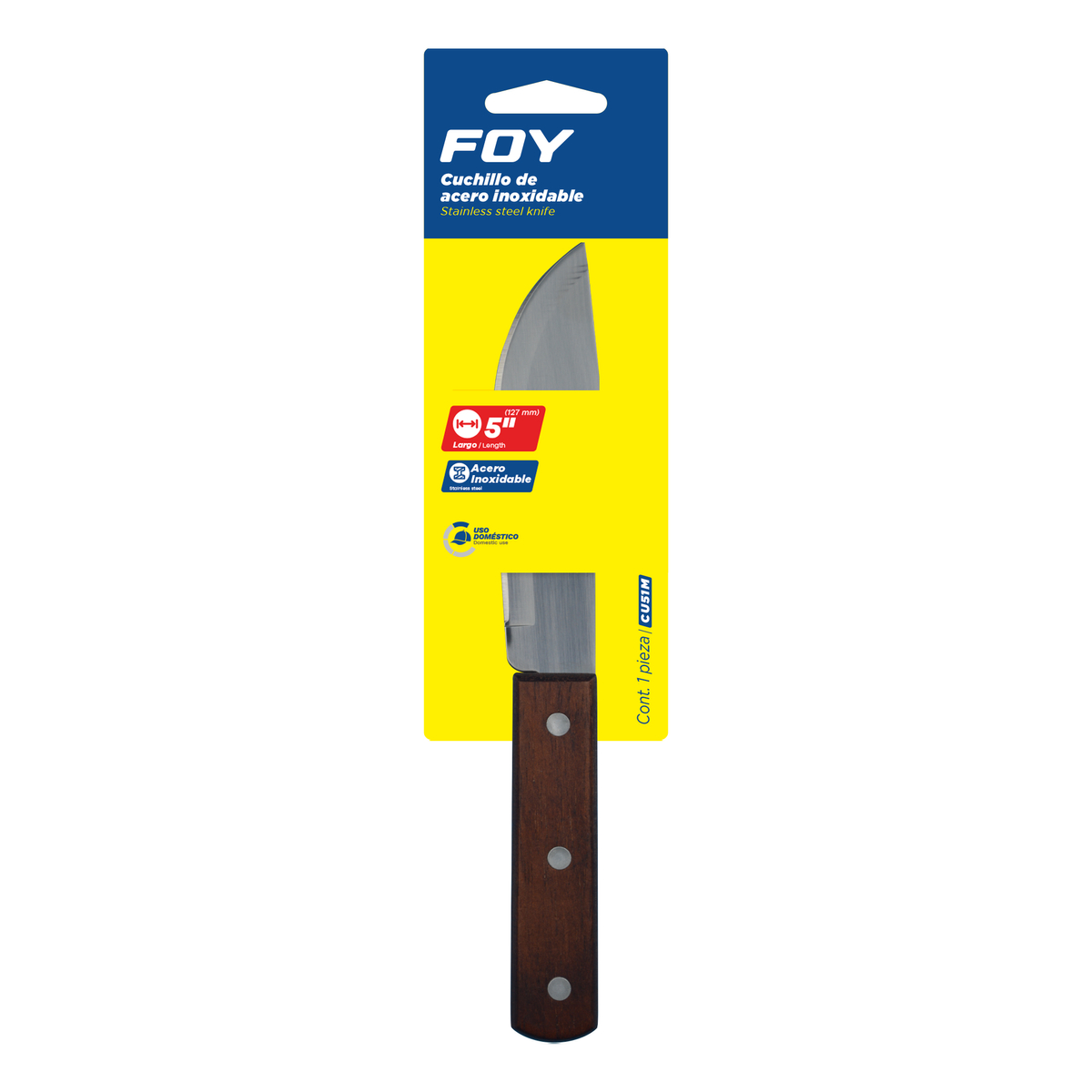 CU51M Cuchillo cebollero de acero inoxidable con mango de madera de 5" Foy - Imagen 2