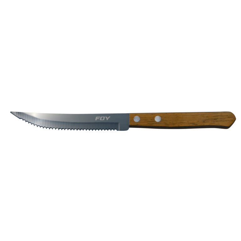CU52M Cuchillo de acero inoxidable para asado con mango de madera de 5" Foy