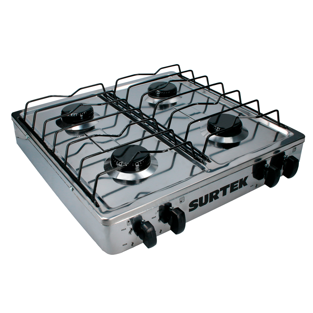 EGAF4 Estufa de gas con 4 quemadores 100% acero inoxidable Surtek