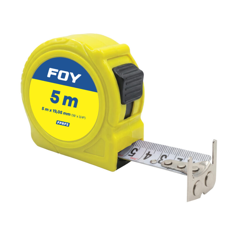 FPAF5 Flexómetro con carcasa de plástico color amarillo, 5 m x 19 mm Foy