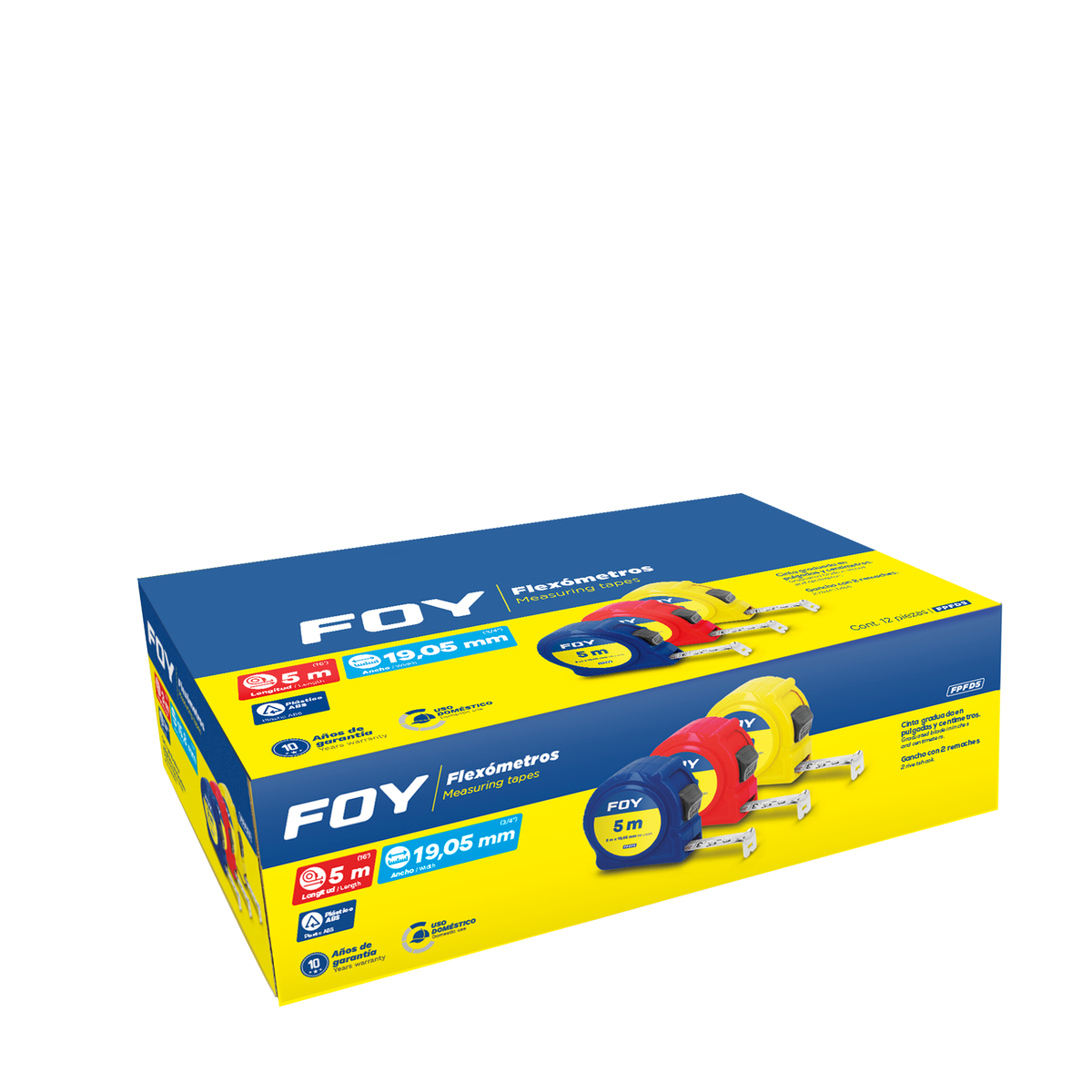 FPFD5 Flexómetros con carcasa de plástico colores en display, 5 m x 19 mm Foy - Imagen 2