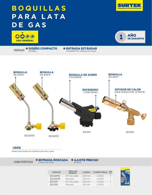 BOQR Boquilla para lata de gas rosca Surtek - Imagen 2