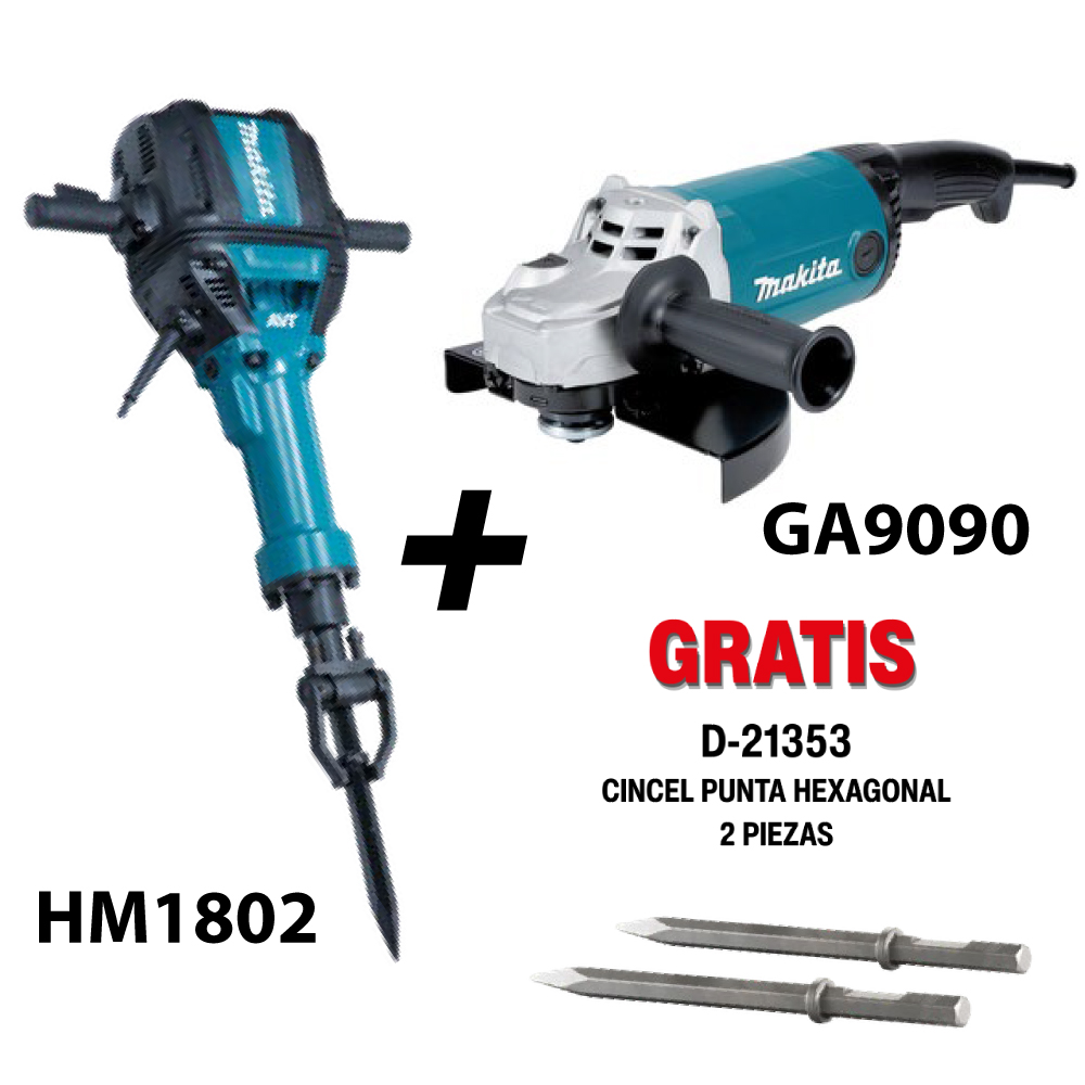 HM1802-COM COMBO Rompedor eléctrico + Esmeril 9Pulg