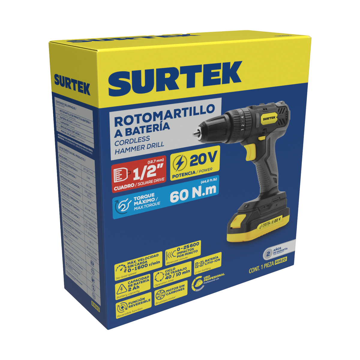 RI620 Rotomartillo de impacto 1/2" a batería Litio-ion 20 V, 38 Nm Surtek - Imagen 2